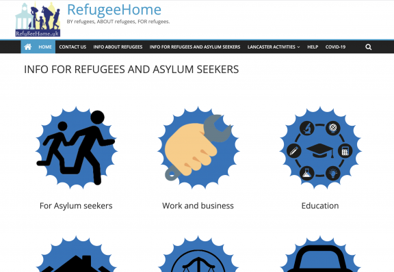Screenshot of the Refugee Home website